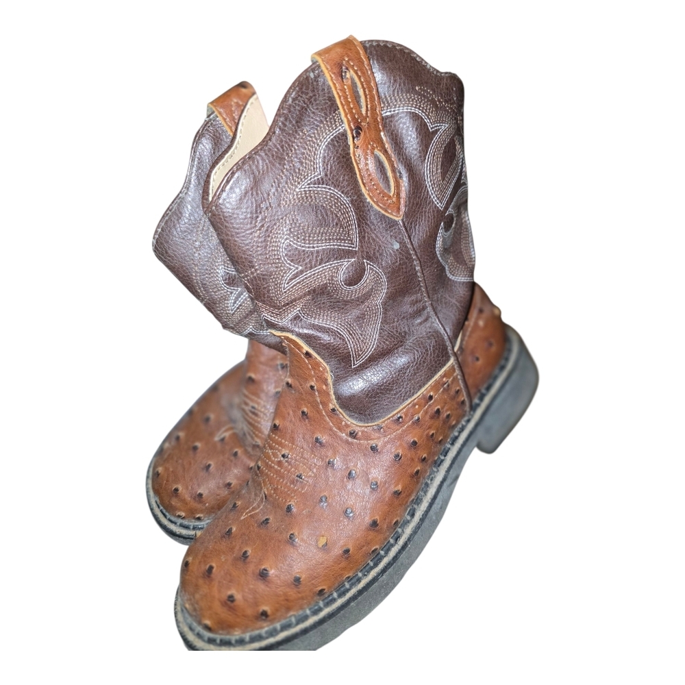 Roper Brown Ostrich Print Cowboy Boots